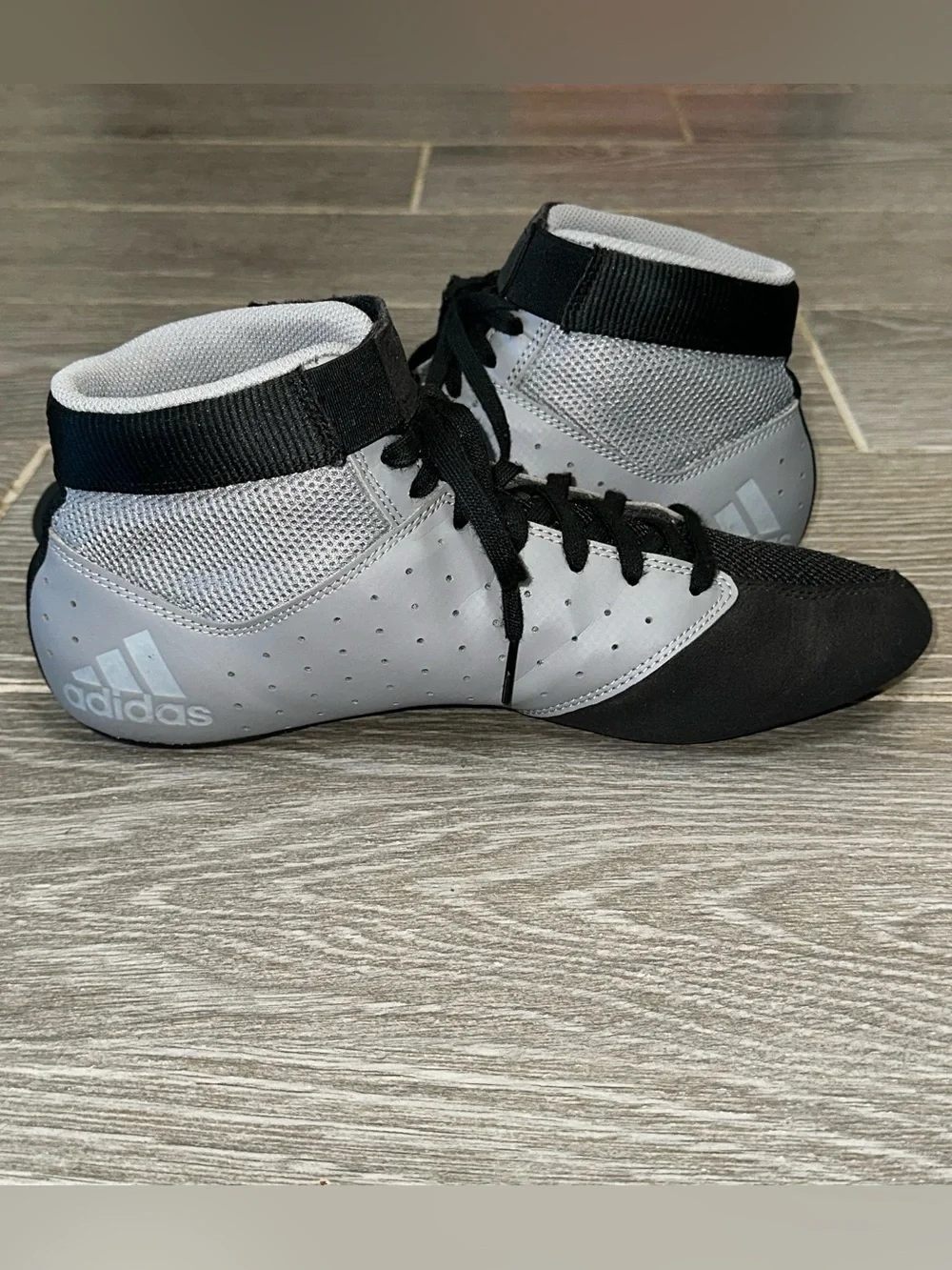 adidas Mat Hog 2.0 Black Gray Wrestling Shoes Men’s 7.5 High Top MMA Boxing